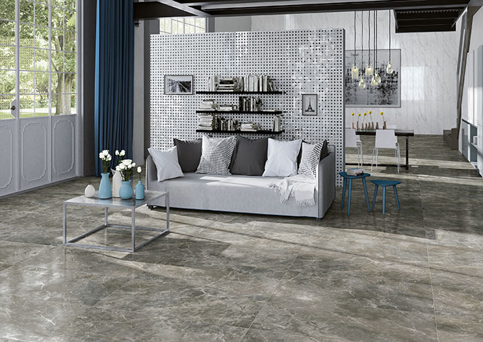 Lyxigt vardagsrum med kakel klinker Marble Boutique 